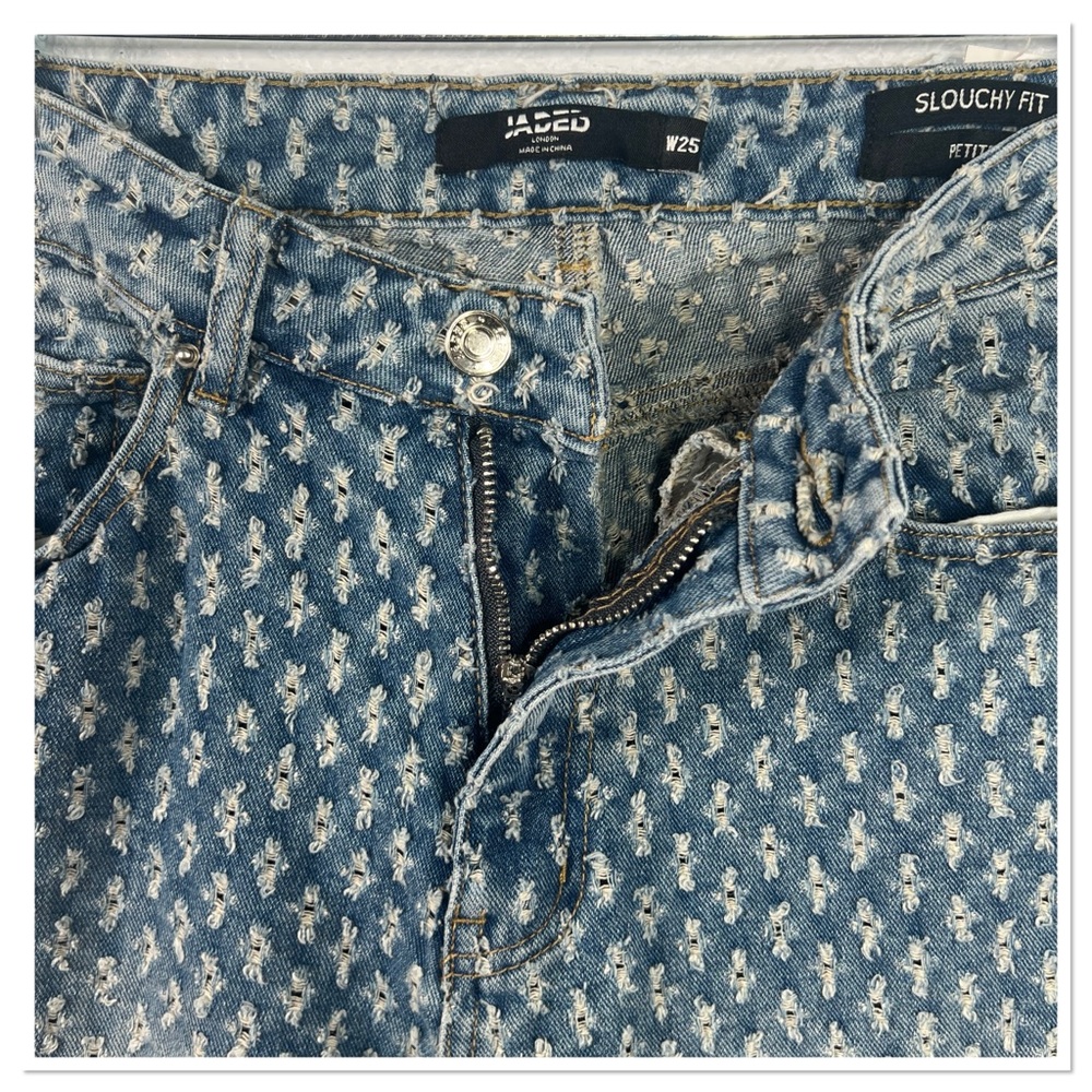 Jaded London Distressed Slouchy Fit Jeans Sz W25 Petite 100% Cotton - Picture 4 of 9